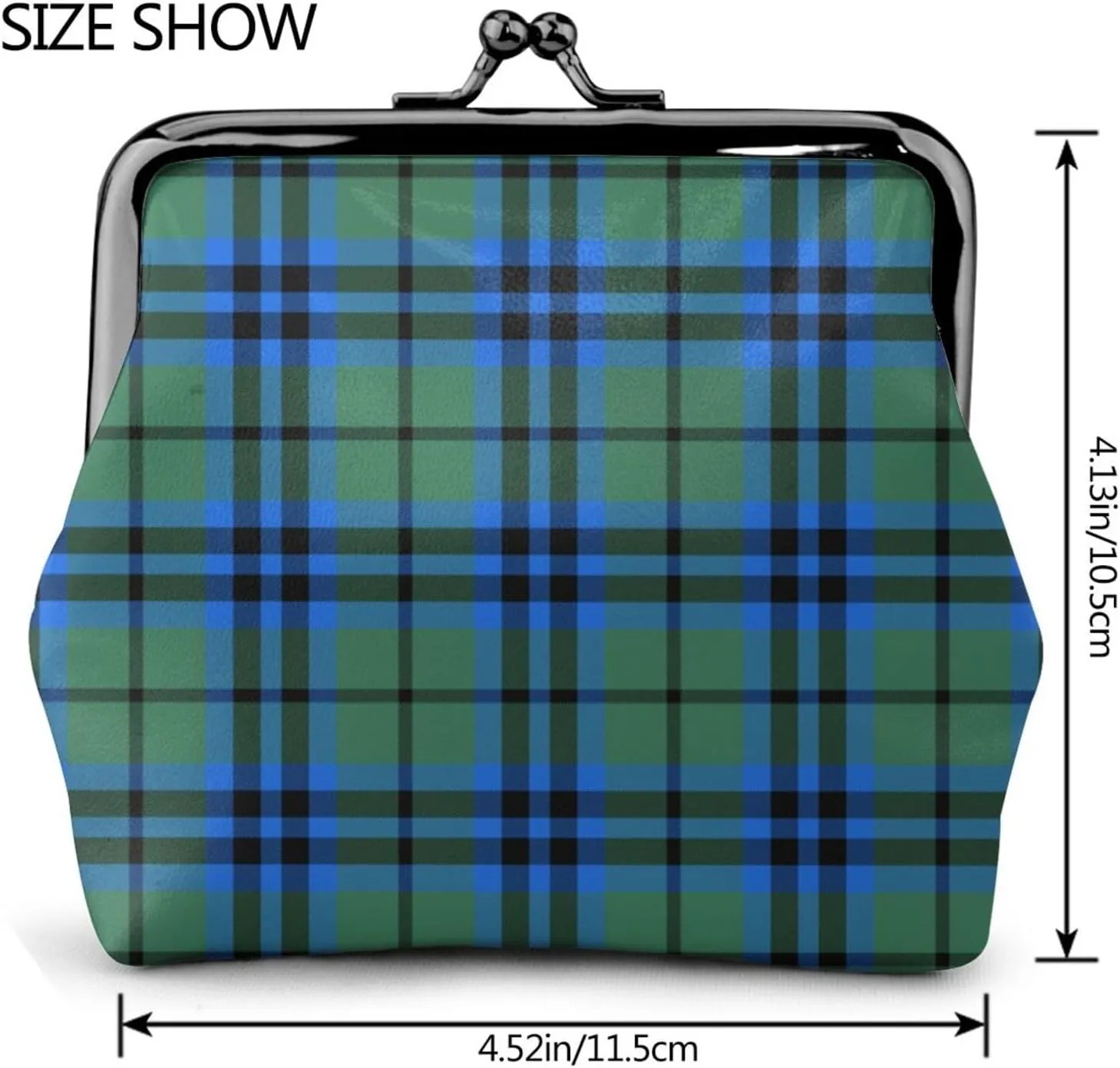 Mini PU Leather Change Purse Falconer Tartan Coin Purses Wallet with Clasp Pouch