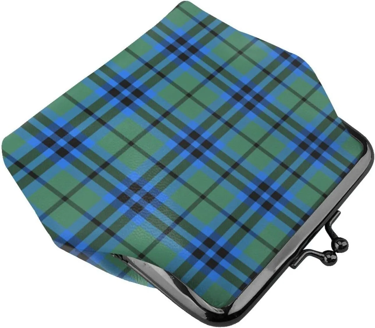 Mini PU Leather Change Purse Falconer Tartan Coin Purses Wallet with Clasp Pouch