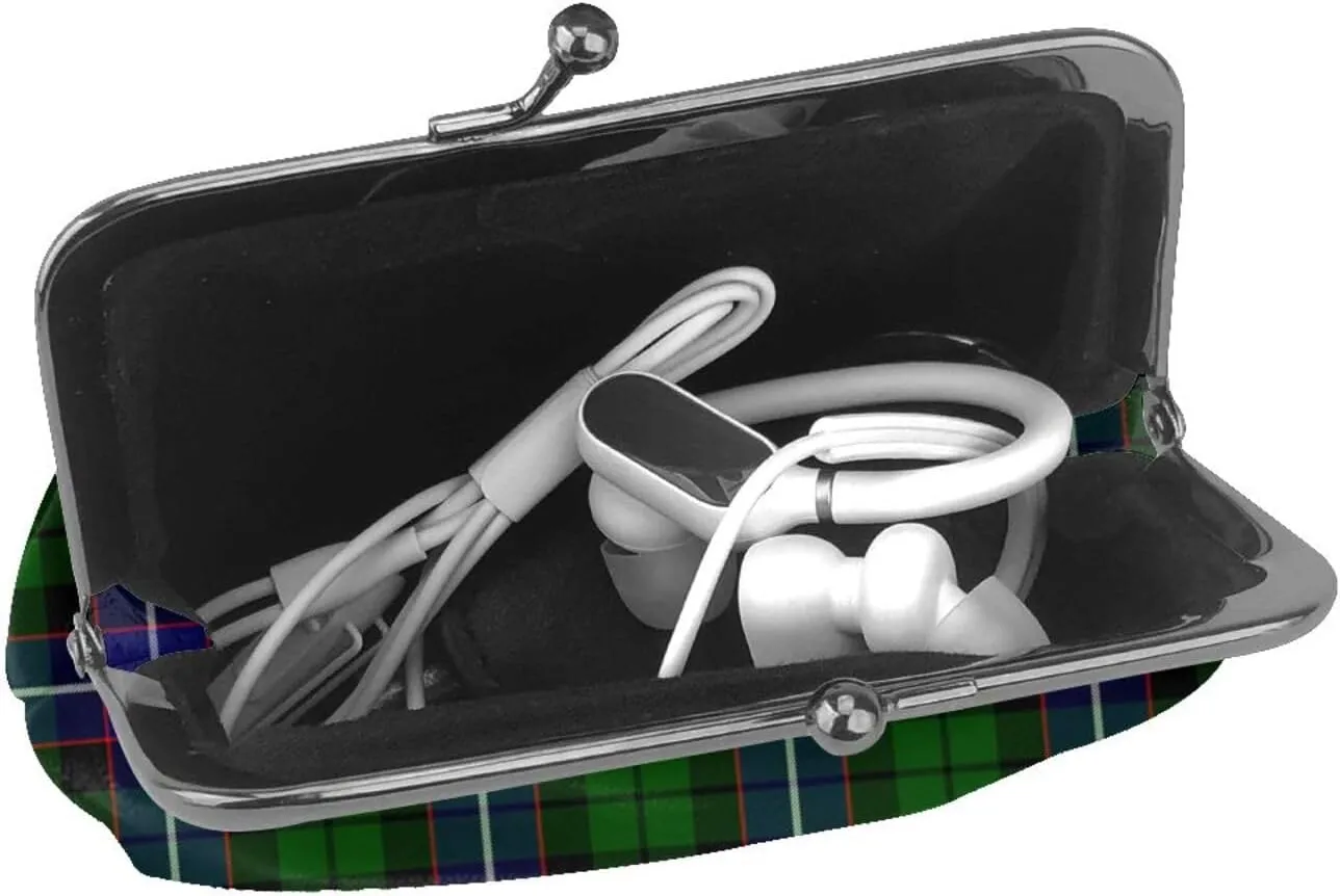 Mini PU Leather Change Purse Russell Tartan Coin Purses Wallet with Clasp Pouch