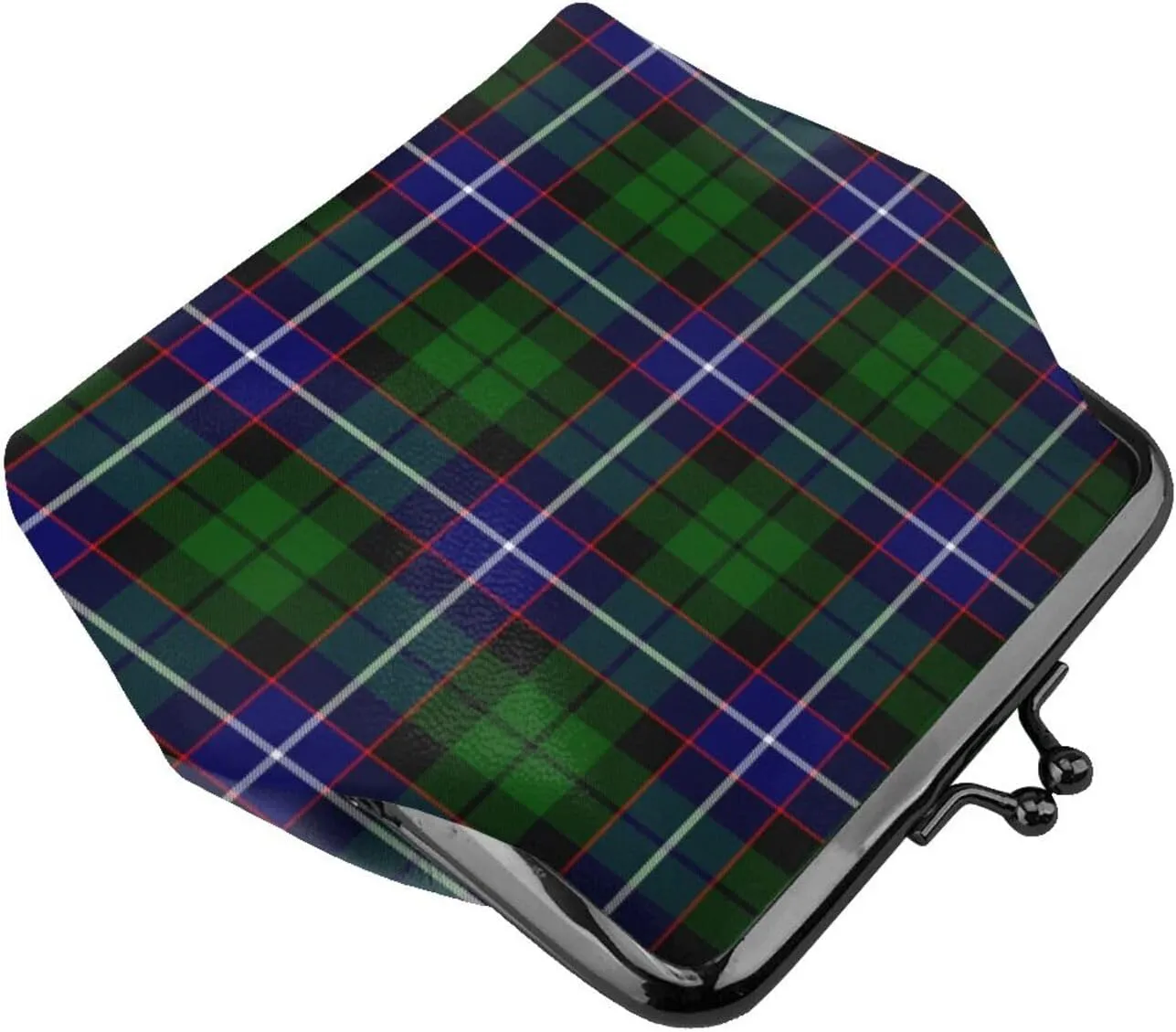 Mini PU Leather Change Purse Russell Tartan Coin Purses Wallet with Clasp Pouch