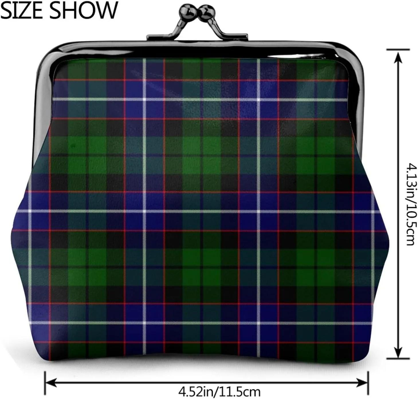 Mini PU Leather Change Purse Russell Tartan Coin Purses Wallet with Clasp Pouch
