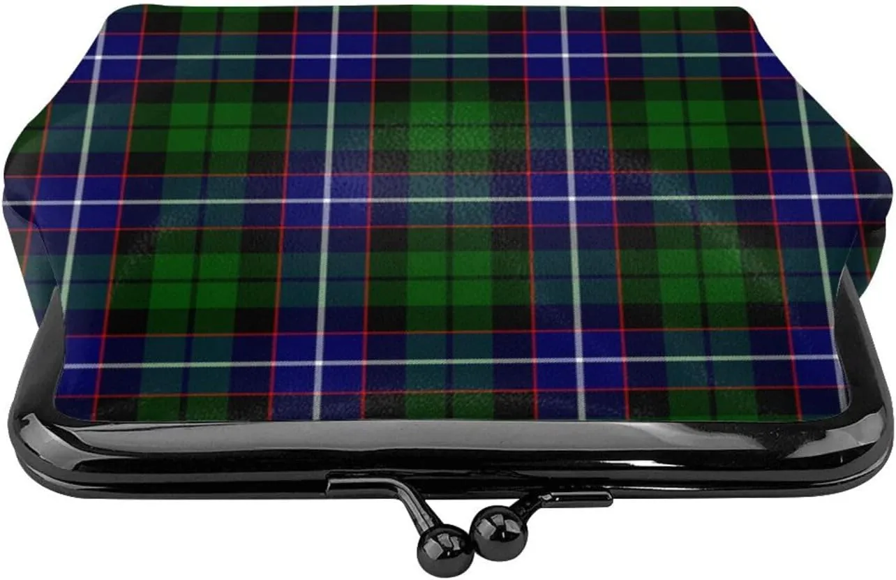 Mini PU Leather Change Purse Russell Tartan Coin Purses Wallet with Clasp Pouch