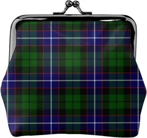 Mini PU Leather Change Purse Russell Tartan Coin Purses Wallet with Clasp Pouch