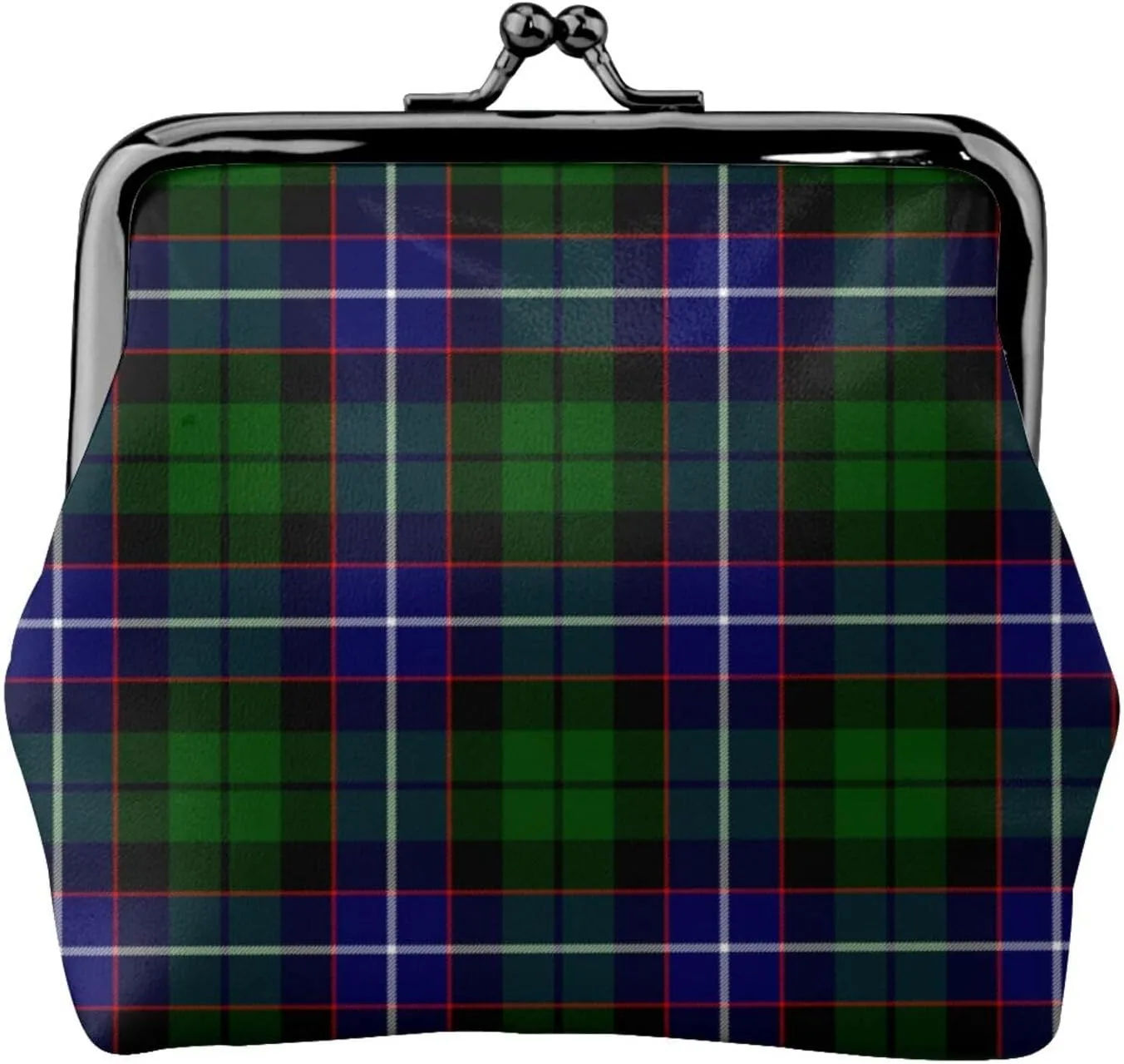 Mini PU Leather Change Purse Russell Tartan Coin Purses Wallet with Clasp Pouch