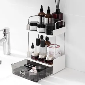 Mini Skincare Organizers,2-Tier Drawer Bathroom Organizer Countertop,Small-Sized cosmetic storage rack suitable for delicate girls,Organizer Shelf for Vanity Storage,Multi-Purpose Makeup Organizer