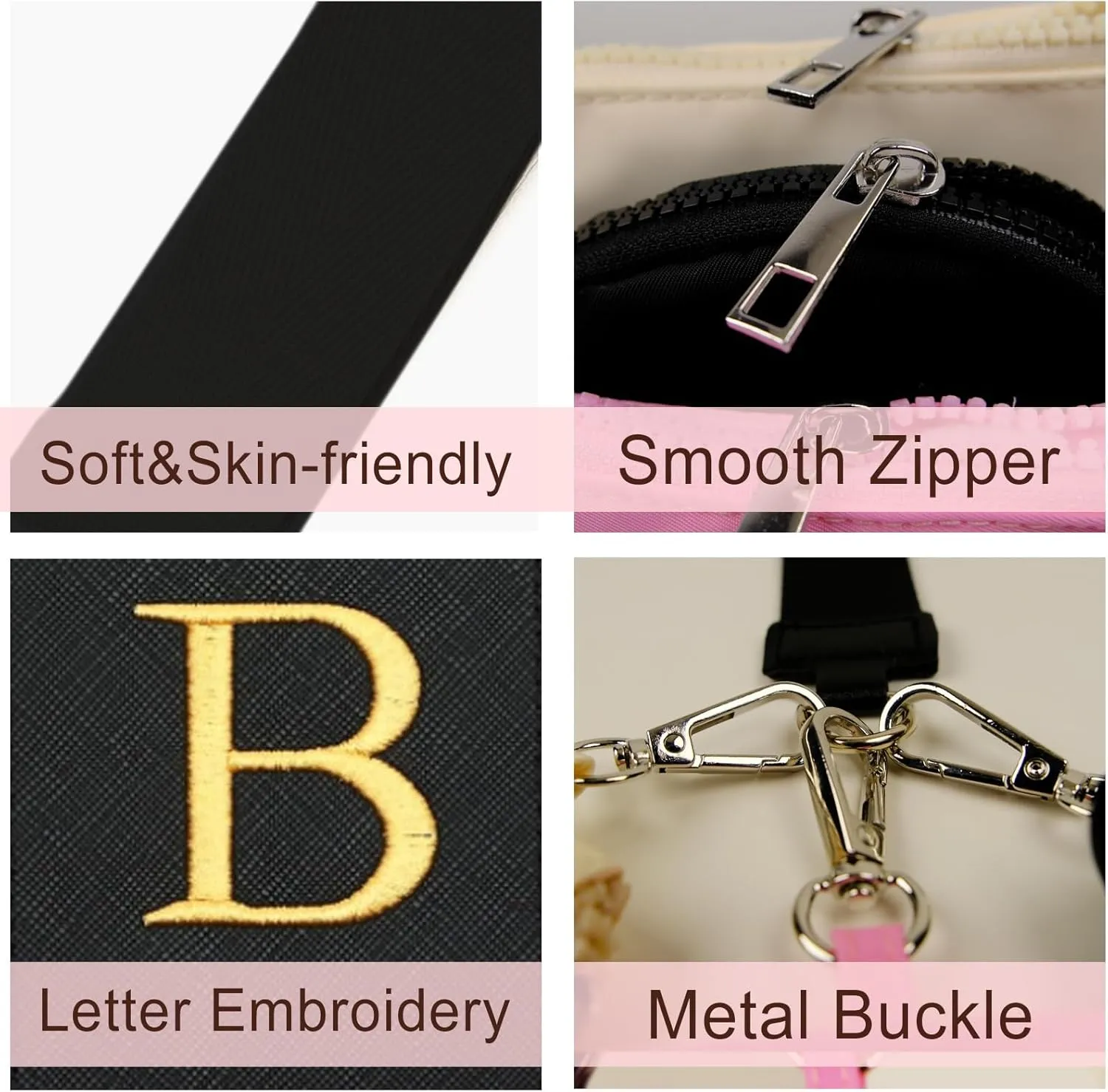 Mini Zip Around Keychain Wristlet Wallets for Women and Girls: Three Coin Purses with 2 Straps - Best Gifts for Birthdays, Christmas, Wedding Parties, Valentine's Day, New Yea (B, Black&Pink&Cream)