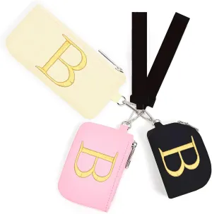 Mini Zip Around Keychain Wristlet Wallets for Women and Girls: Three Coin Purses with 2 Straps - Best Gifts for Birthdays, Christmas, Wedding Parties, Valentine's Day, New Yea (B, Black&Pink&Cream)