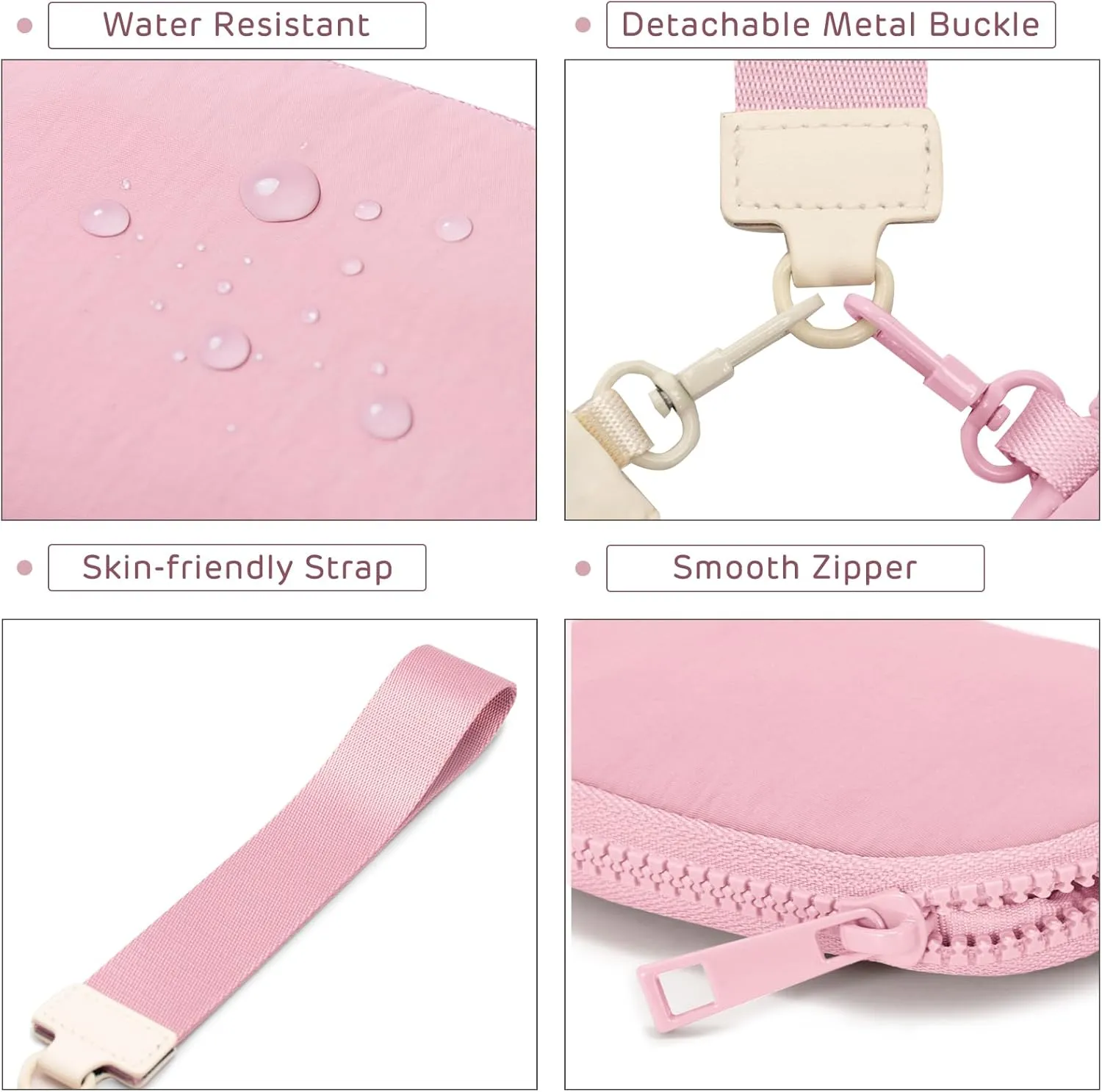 Mini Zip Around Keychain Wristlet Wallets Small Portable Dual Pounch Wristlet Detachable Coin Purse Pocket Gifts for Women Travel Sports Outdoors (Cream White Pink)