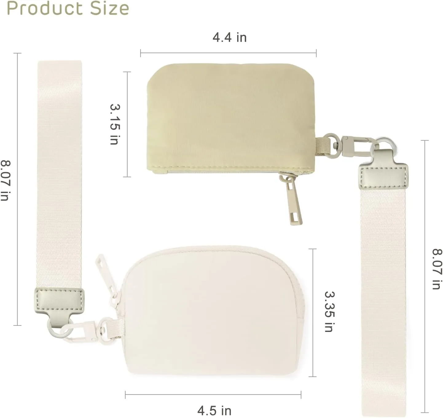 Mini Zip Around Keychain Wristlet Wallets Small Portable Dual Pounch Wristlet Detachable Coin Purse Pocket Gifts for Women Travel Sports Outdoors(Khaki Cream White)