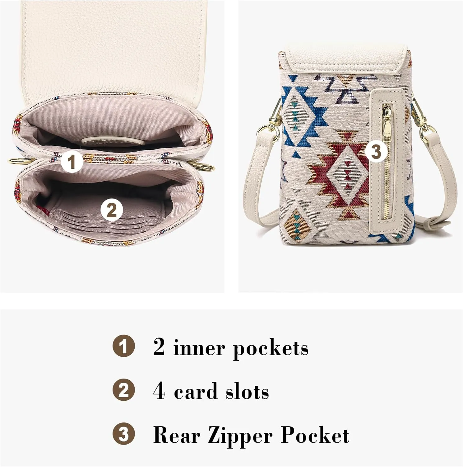 MINICAT Roomy Pockets Small Crossbody Bags Cell Phone Wallet Purses for Women