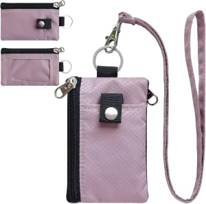 Minimalist RFID Blocking Small Wallet with ID Window,WaterResistant Zip Id Case Wallet with Lanyard Keychain for Cards,Cash,Travel,Women,Men (GreenOnion DarkGreen)