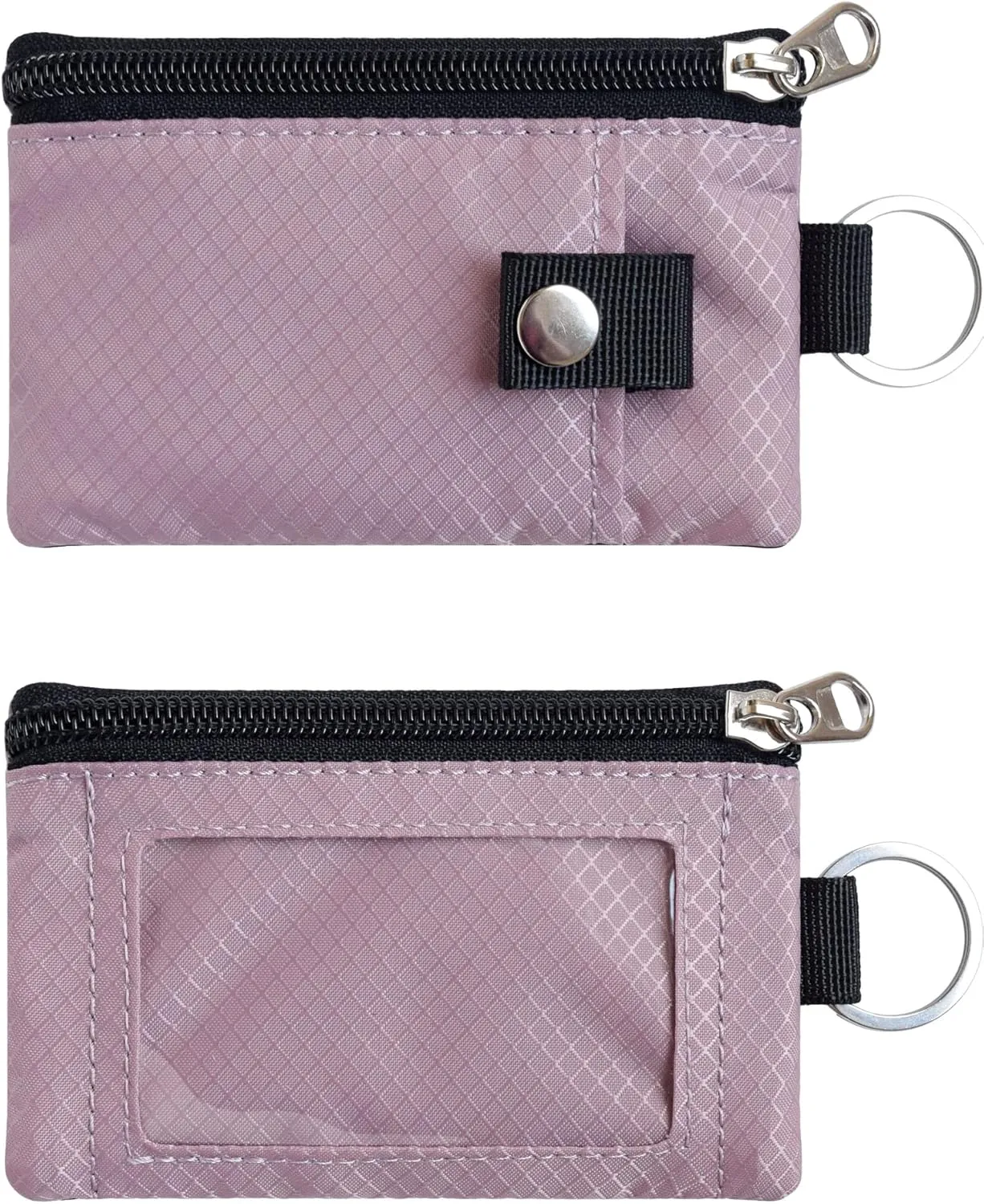 Minimalist RFID Blocking Small Wallet with ID Window,WaterResistant Zip Id Case Wallet with Lanyard Keychain for Cards,Cash,Travel,Women,Men (GreenOnion DarkGreen)