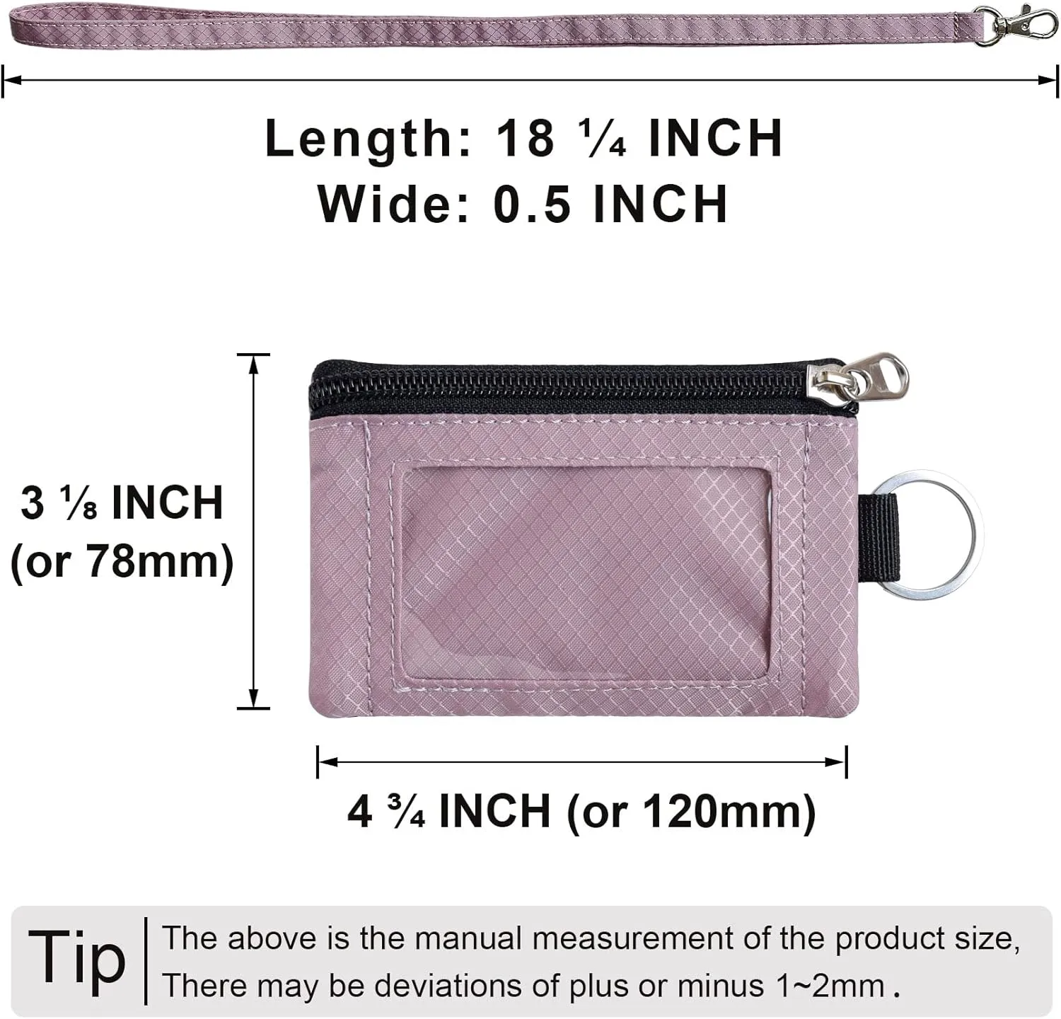 Minimalist RFID Blocking Small Wallet with ID Window,WaterResistant Zip Id Case Wallet with Lanyard Keychain for Cards,Cash,Travel,Women,Men (GreenOnion DarkGreen)