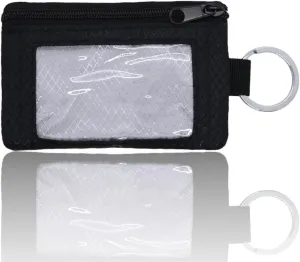Minimalist Wallets for Men and Women - RFID Blocking Secure Travel Wallet by with Clear ID Window and Key Ring (Black Gray)