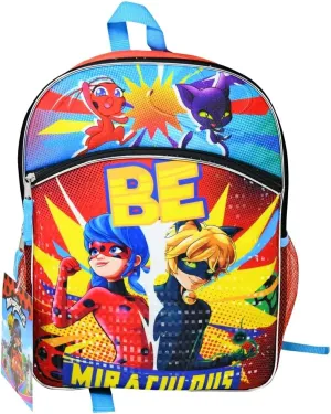 Miraculous Ladybug Backpack Ladybug Bag with Front Pocket and Zippered Compartments, Perfect Backpack for Teens and Kids, Ideal for School, Travel, and Road Trips - 16 Inches