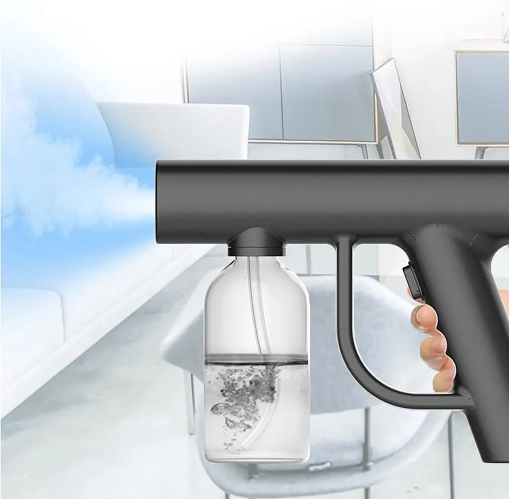 misppro 300ML Sprayer, Handheld Disinfectants Fogger Machine, Rechargeable Nano Spray Gun, Large Capacity Electric Sprayer, Steam Gun for Home/Office - Black