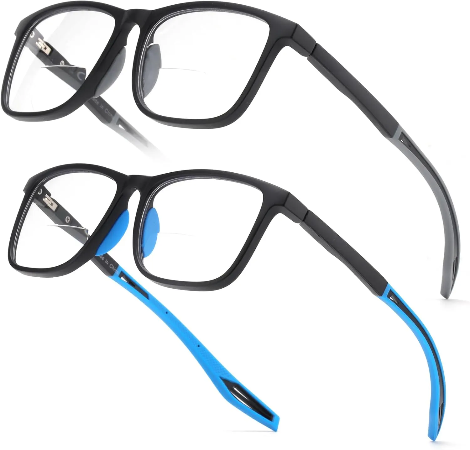 Missfive 2 Pack Bifocal Reading Glasses Men Women, Sports Style TR90 Frame Anti UV/Eyestrain/Blue, Upgraded Unbreakable Durable Computer Readers Spring Hinge Eyewear,  2.5