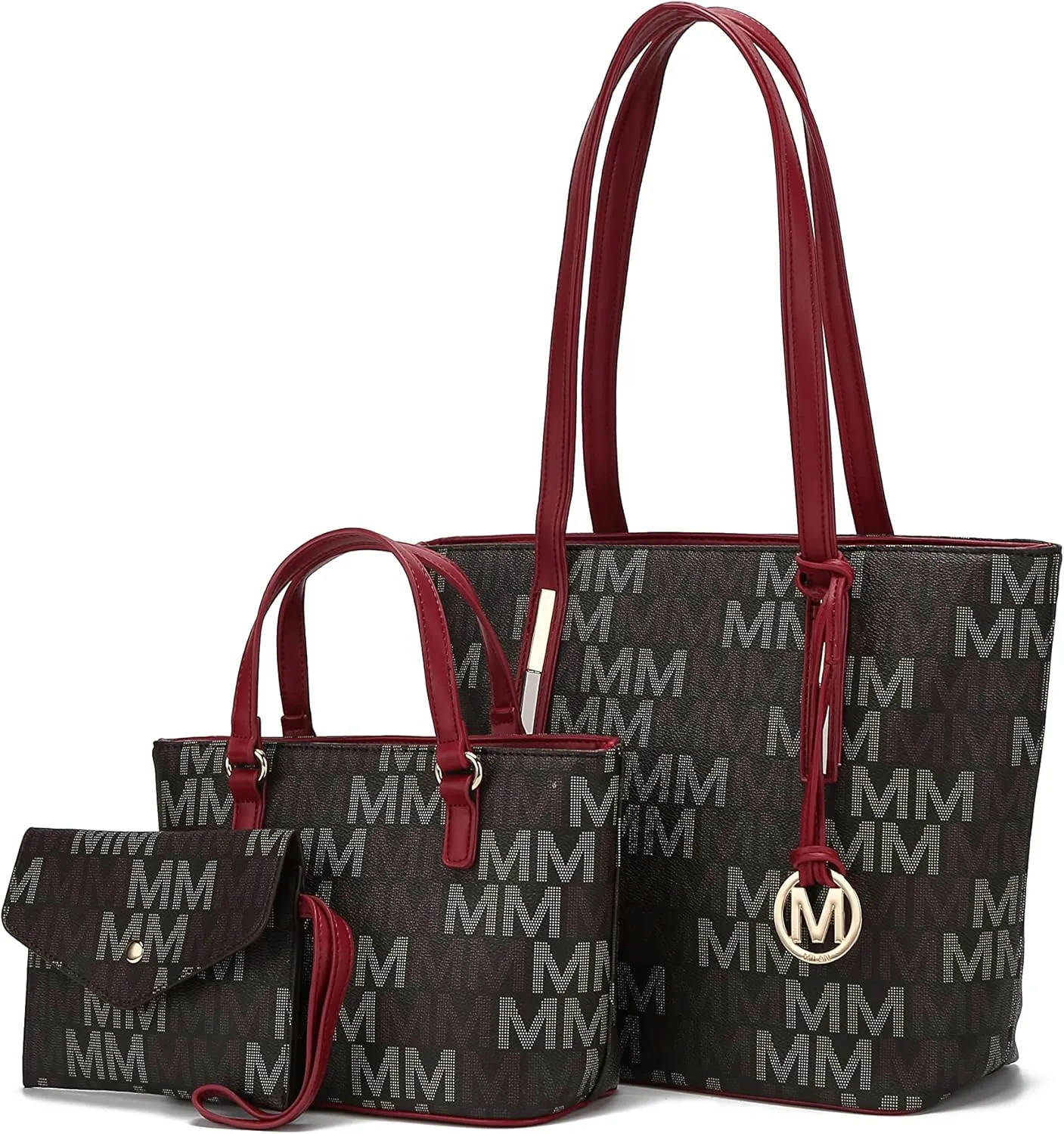MKF Collection 3-PC Set, Shoulder Bag for Women, Small Tote Bag & Wristlet Purse – Top Handle PU Leather Handbag by Mia K