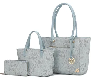 MKF Collection 3-PC Set, Shoulder Bag for Women, Small Tote Bag & Wristlet Purse – Top Handle PU Leather Handbag by Mia K