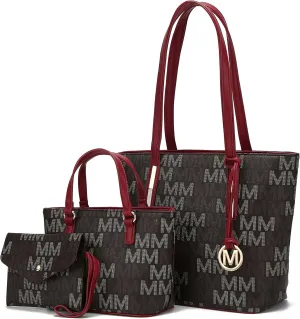 MKF Collection 3-PC Set, Shoulder Bag for Women, Small Tote Bag & Wristlet Purse – Top Handle PU Leather Handbag by Mia K