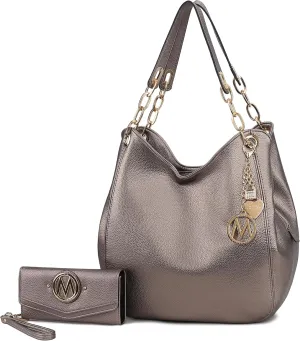 MKF Collection Hobo Bag for Women & Wristlet Wallet, Vegan Leather Shoulder Bag Handbag Purse by Mia K.