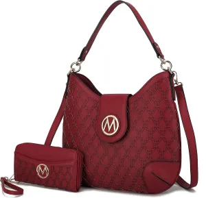 MKF Collection Hobo Bag Set for Women & Wristlet Wallet, Designer Handbag Purse Top Handle Shoulder Bag By Mia K