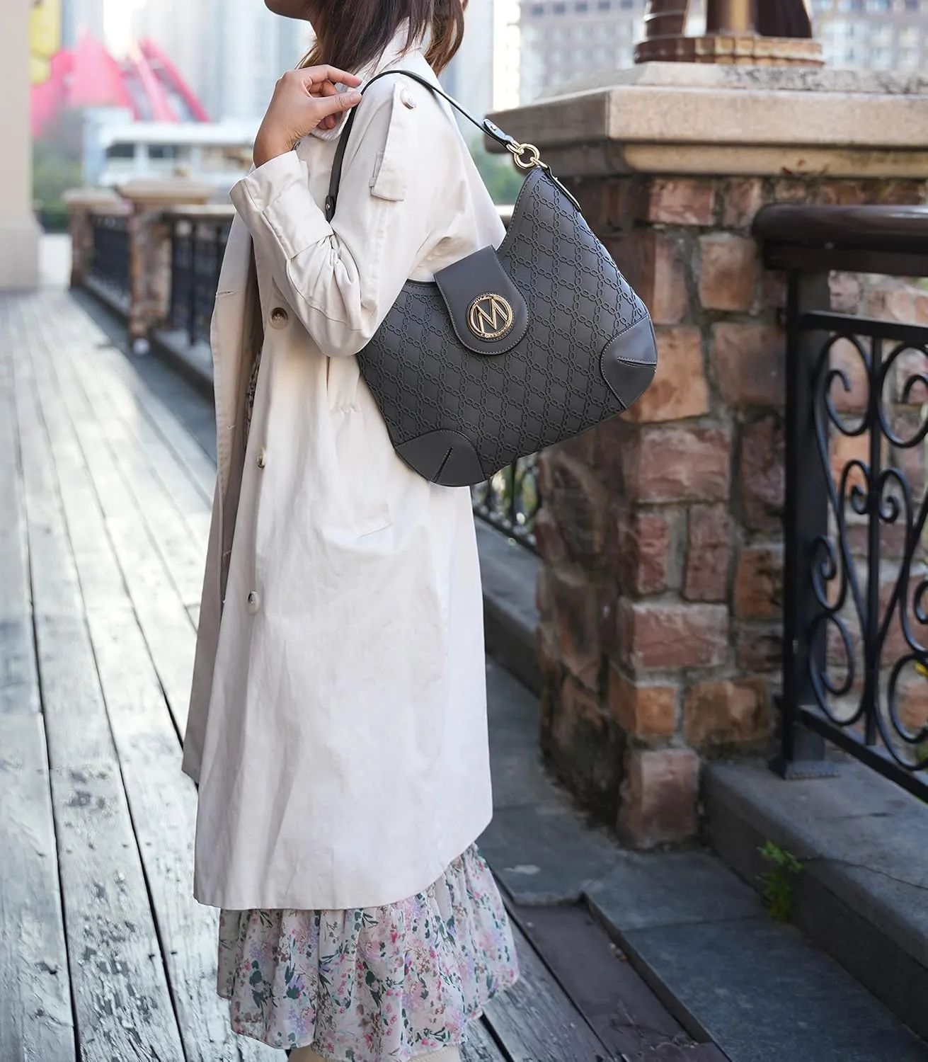 MKF Collection Hobo Bag Set for Women & Wristlet Wallet, Designer Handbag Purse Top Handle Shoulder Bag By Mia K