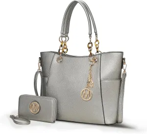 MKF Collection Tote Bag for Women, Handbag Set with Wallet-Top-Handle- Vegan Leather Purse