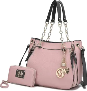 MKF Collection Tote Handbag with Wristlet Wallet, Vegan Leather Crossover Women’s Shoulder bag Purse