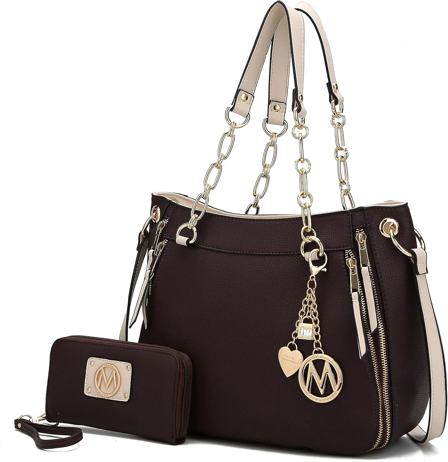 MKF Collection Tote Handbag with Wristlet Wallet, Vegan Leather Crossover Women’s Shoulder bag Purse
