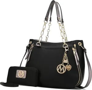 MKF Collection Tote Handbag with Wristlet Wallet, Vegan Leather Crossover Women’s Shoulder bag Purse