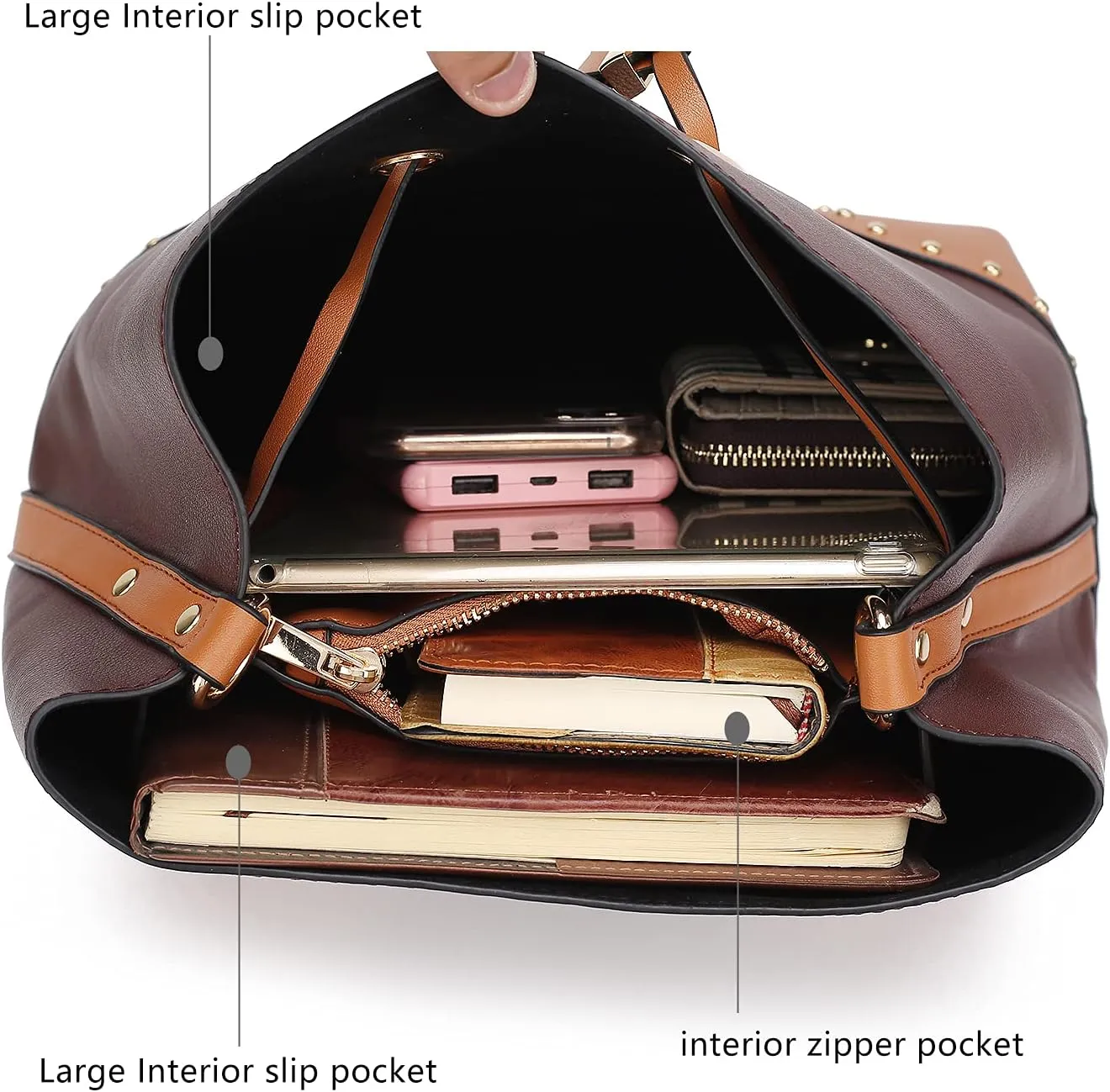 MKF Collection Women's Bucket Bag With Wristlet Wallet, Vegan Leather Hobo Bag Handbag Set Crossbody Bag by Mia K