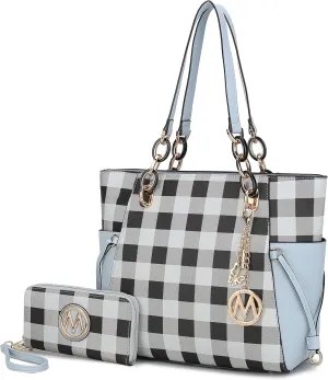 MKF Collection Women's Tote Bag With Wristlet Wallet Bag, Solid Vegan Leather Handbag Purse Set by Mia K