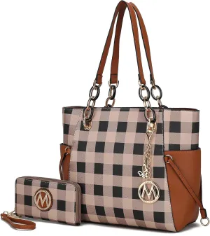 MKF Collection Women's Tote Bag With Wristlet Wallet Bag, Solid Vegan Leather Handbag Purse Set by Mia K