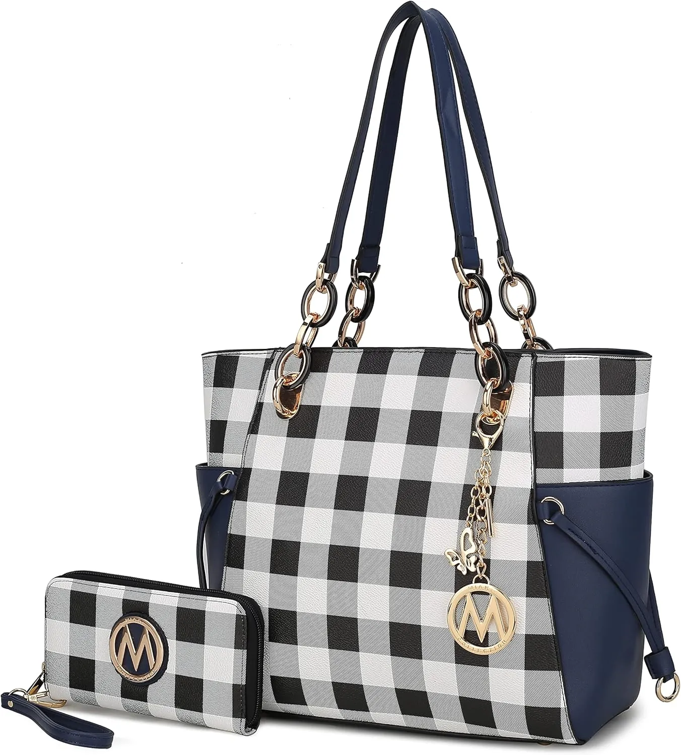 MKF Collection Women's Tote Bag With Wristlet Wallet Bag, Solid Vegan Leather Handbag Purse Set by Mia K
