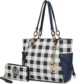 MKF Collection Women's Tote Bag With Wristlet Wallet Bag, Solid Vegan Leather Handbag Purse Set by Mia K