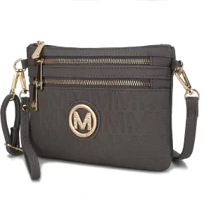 MKF Crossbody Bag for Women, Wristlet Strap – PU Leather Shoulder Handbag – Small Pocketbook Messenger Purse Black