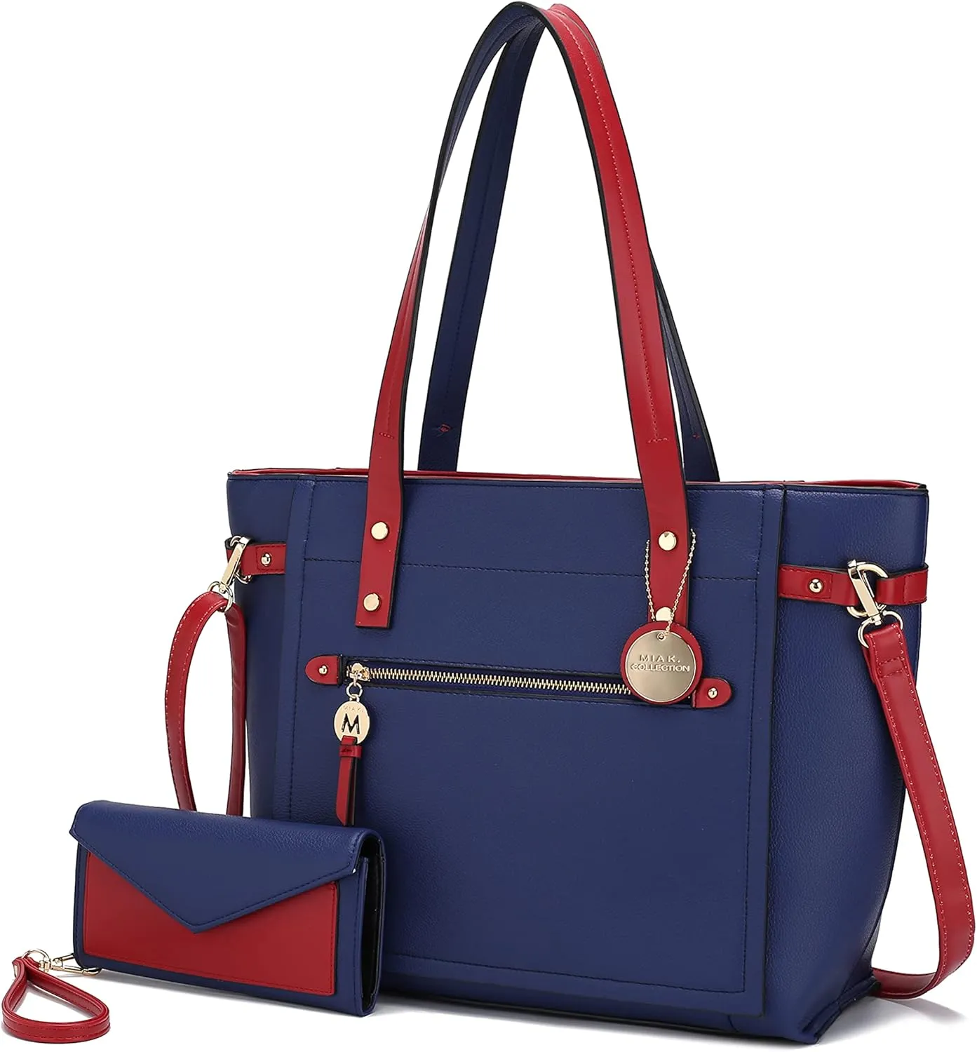 MKF Crossbody Tote Bag for Women & Wristlet Purse Set – PU Leather Top-Handle Satchel Shoulder Handbag