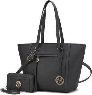 MKF Crossbody Tote Bag for Women & Wristlet Purse Set – PU Leather Top-Handle Satchel Shoulder Handbag