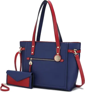 MKF Crossbody Tote Bag for Women & Wristlet Purse Set – PU Leather Top-Handle Satchel Shoulder Handbag