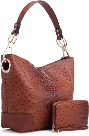 MKF Set Hobo Bag for Women & Wristlet Wallet – PU Leather Designer Handbag Purse – Shoulder Strap Lady Fashion