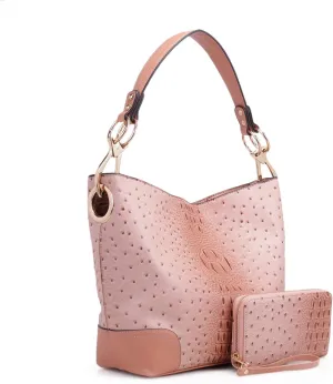 MKF Set Hobo Bag for Women & Wristlet Wallet – PU Leather Designer Handbag Purse – Shoulder Strap Lady Fashion