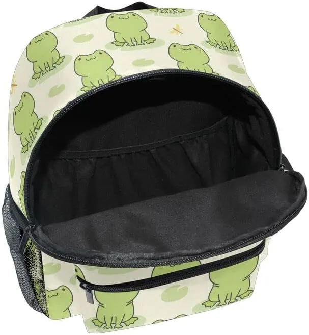 MNSRUU Toddler Backpack, Cute Frog Kids Backpack Dragonfly Small Bookbag for Girls Kawaii Mini Travel Backpack for Boys Preschool Age 3-6