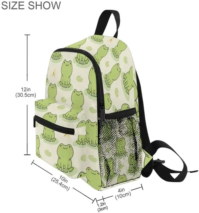 MNSRUU Toddler Backpack, Cute Frog Kids Backpack Dragonfly Small Bookbag for Girls Kawaii Mini Travel Backpack for Boys Preschool Age 3-6