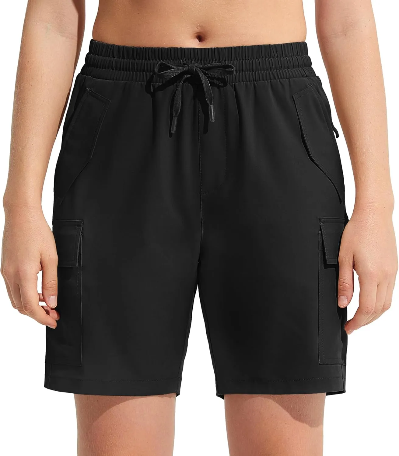 MOCOLY Womens Hiking Cargo Shorts 8" Quick Dry Lightweight Golf Shorts for Camping Travel Athletic with Zipper Pockets