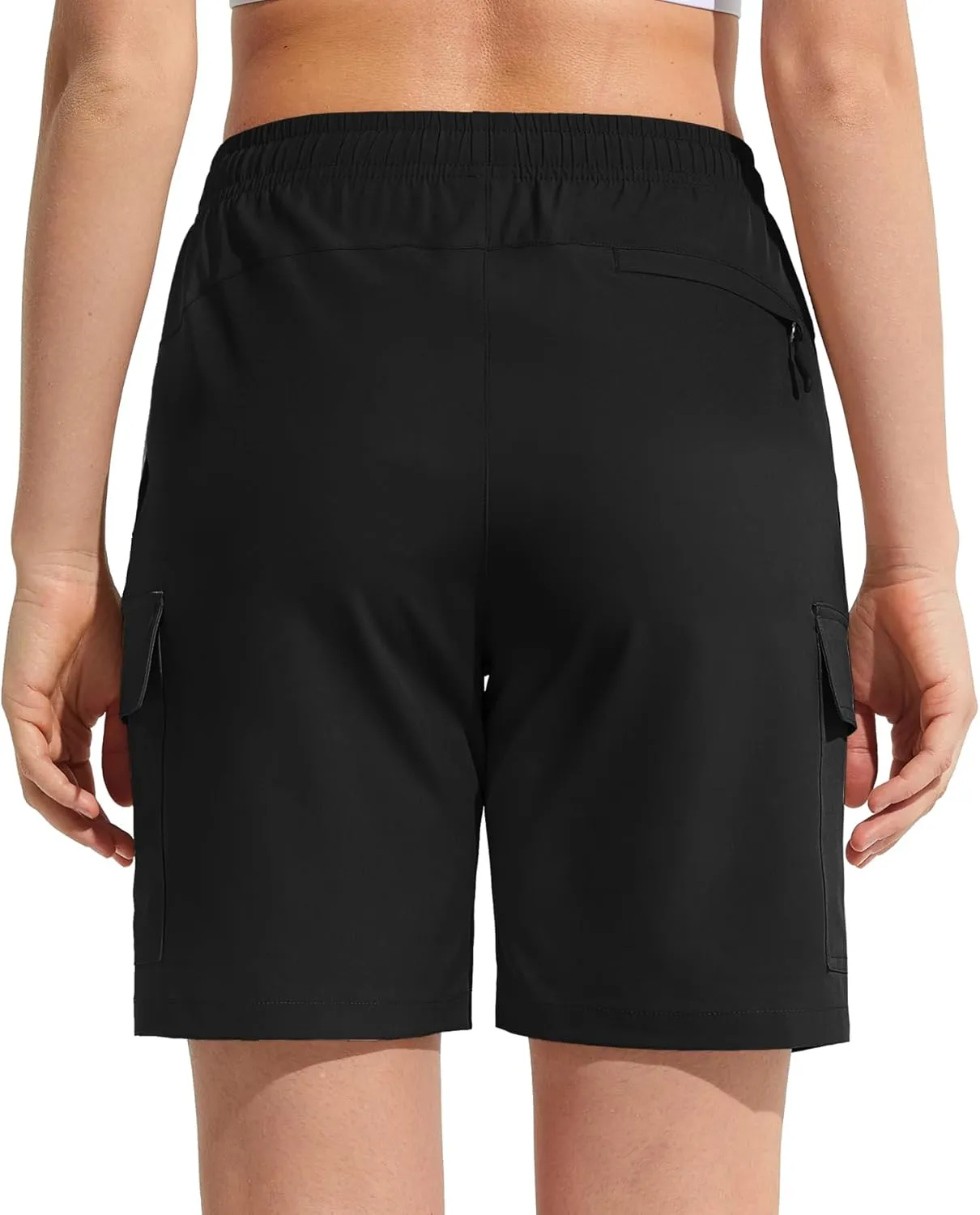 MOCOLY Womens Hiking Cargo Shorts 8" Quick Dry Lightweight Golf Shorts for Camping Travel Athletic with Zipper Pockets