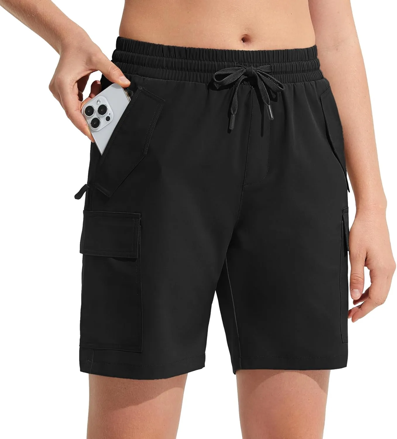 MOCOLY Womens Hiking Cargo Shorts 8" Quick Dry Lightweight Golf Shorts for Camping Travel Athletic with Zipper Pockets