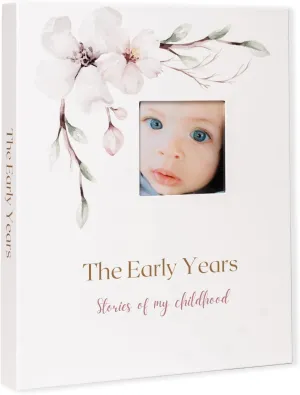 Modern Neutral Keepsake Memory Book - Journal Scrapbook for Baby Girl or Boy - Photo Album, Milestones Stickers, Clean Touch Ink Pad, Keepsake Envelope - Everlasting Memories up to Age 5