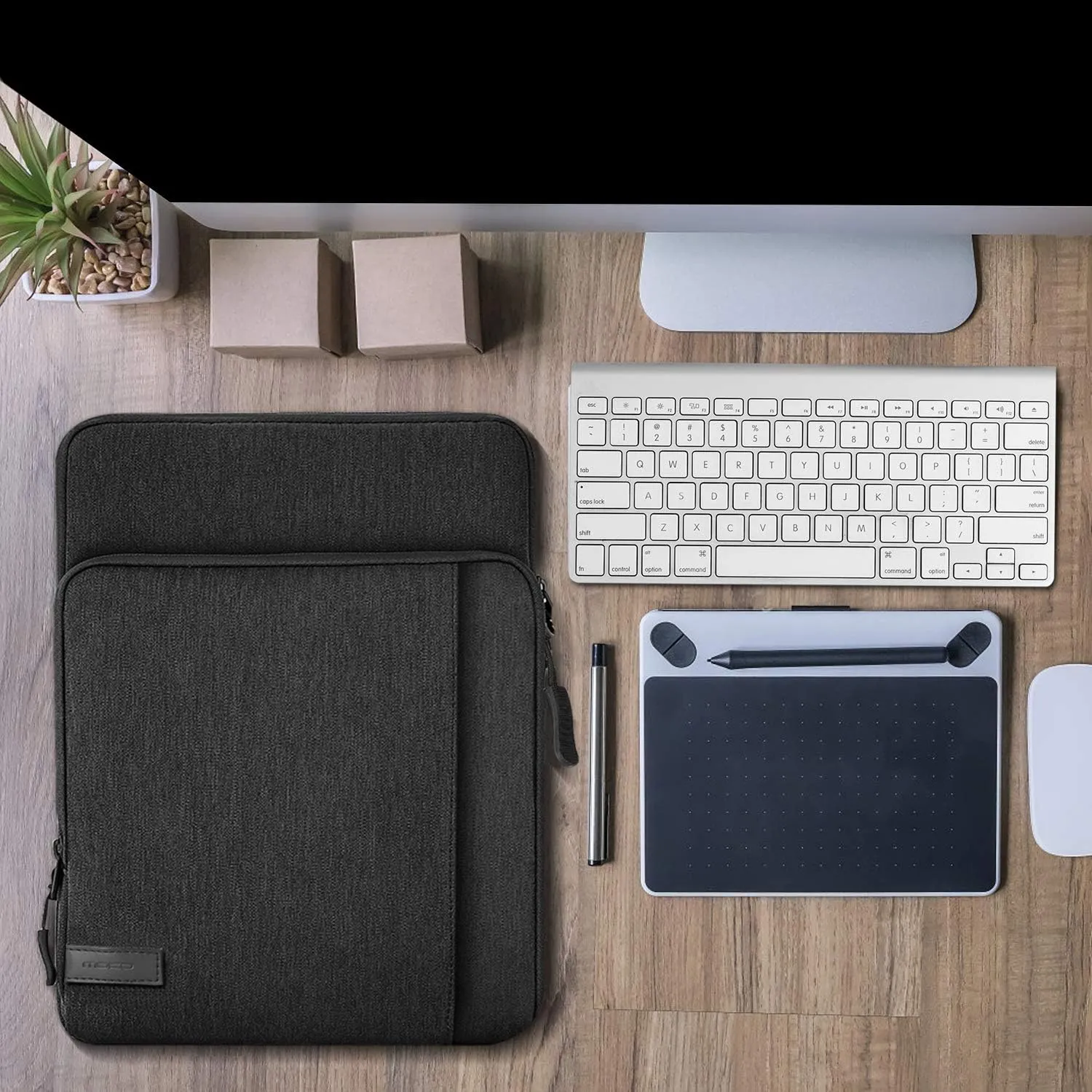MoKo 12.9 Inch Tablet Sleeve Bag Carrying Case with Pockets Fits 13 Inch New iPad Pro M4 & Air M2 2024, iPad Pro 12.9 M2&M1, Surface Laptop Go 12.4", Galaxy Tab S8 /S9  12.4", Black & Gray