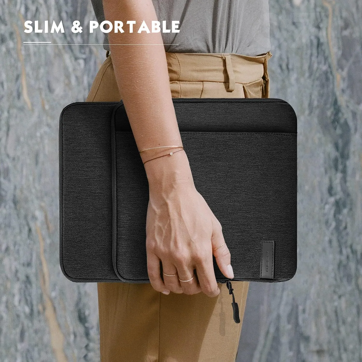 MoKo 12.9 Inch Tablet Sleeve Bag Carrying Case with Pockets Fits 13 Inch New iPad Pro M4 & Air M2 2024, iPad Pro 12.9 M2&M1, Surface Laptop Go 12.4", Galaxy Tab S8 /S9  12.4", Black & Gray